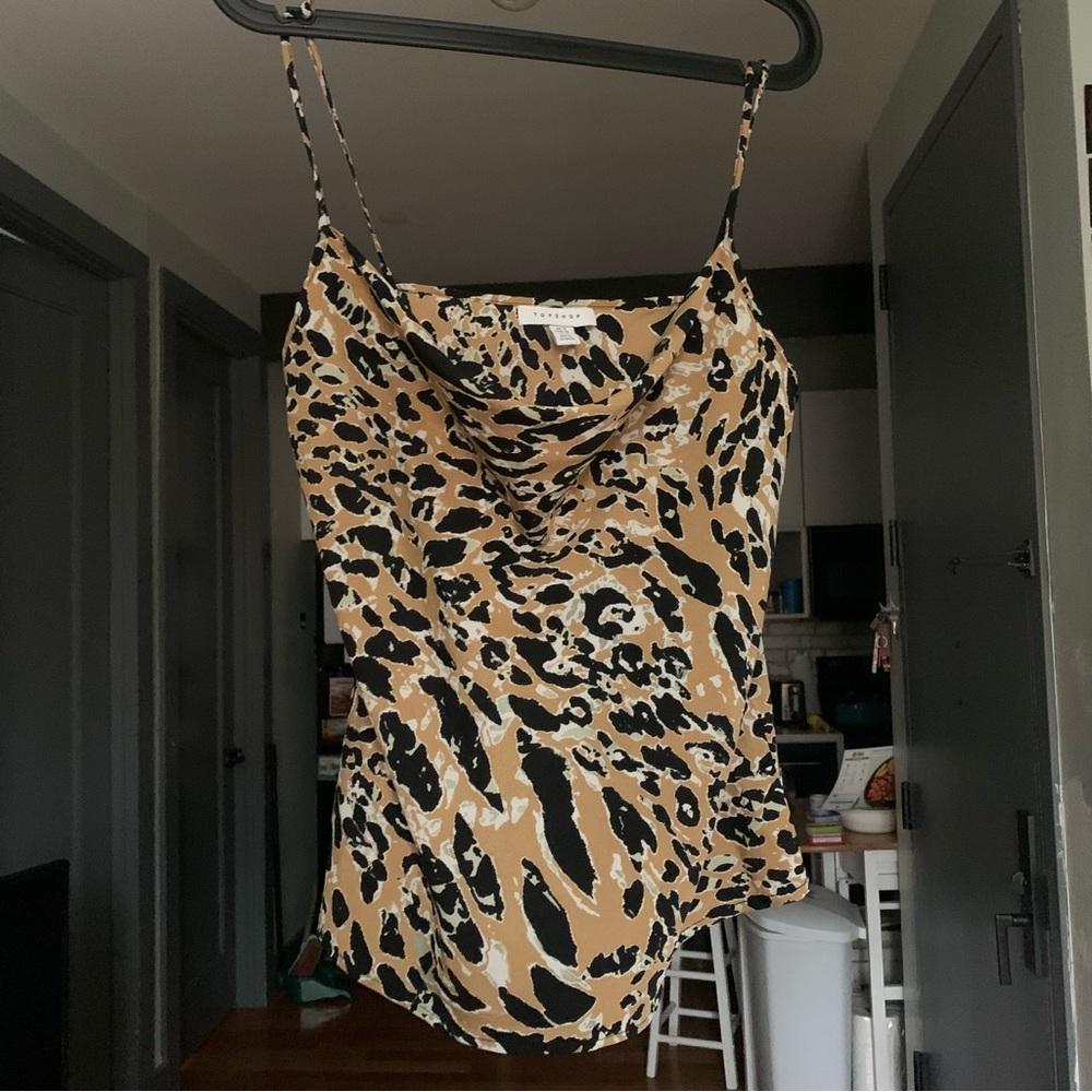 Top shop Cowl Neck Leopard Print Tank Women’s 8